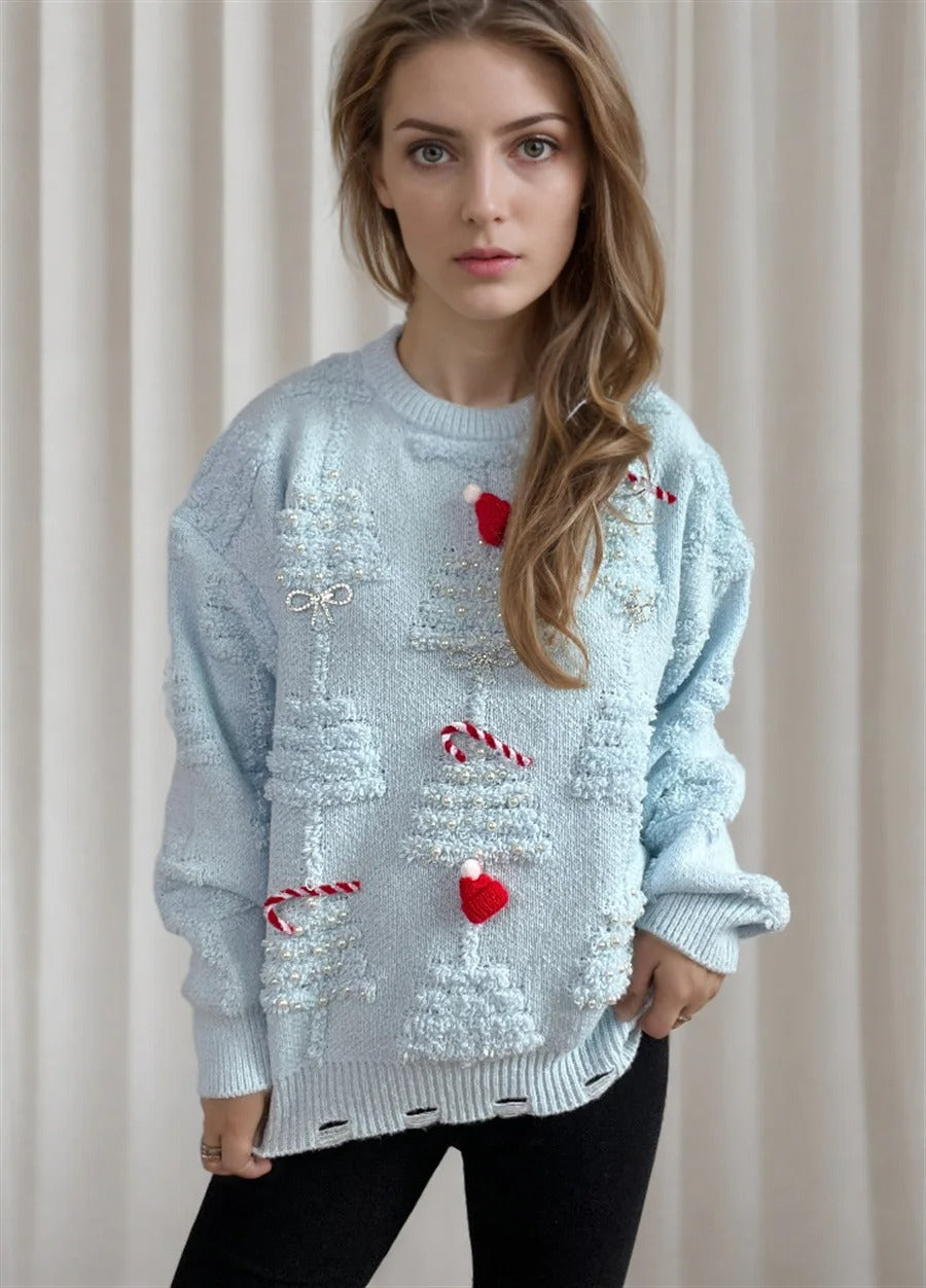 Judith – Festlicher Damenpullover mit 3D-Details