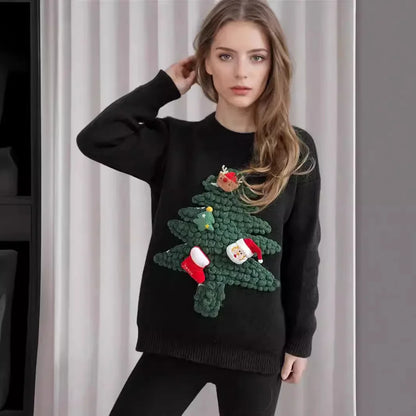 Louise – Gemütlicher Damenpullover mit 3D-Detail und Weihnachtsthema