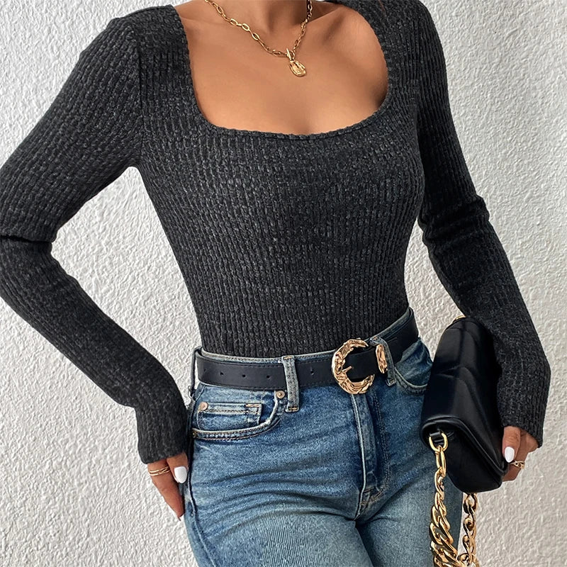 Harriet – Damen Strickpullover mit Quadratischem Ausschnitt