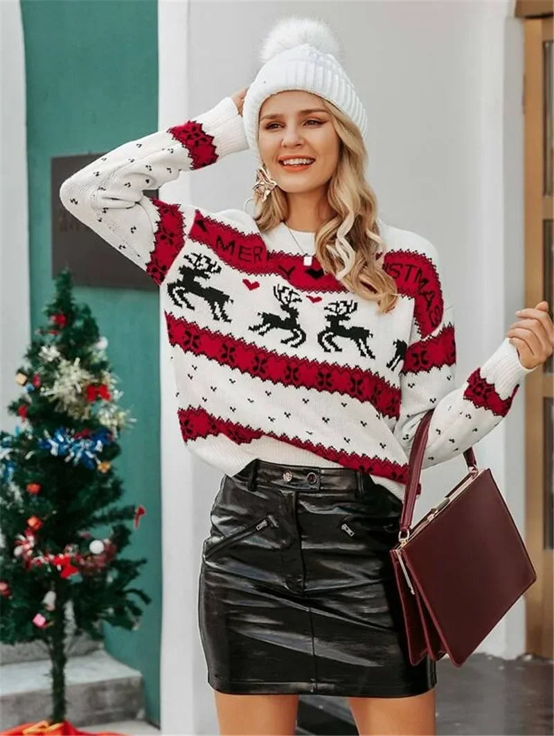 Jessica – Lässiger Damensweater mit Rentier-Jacquardmuster