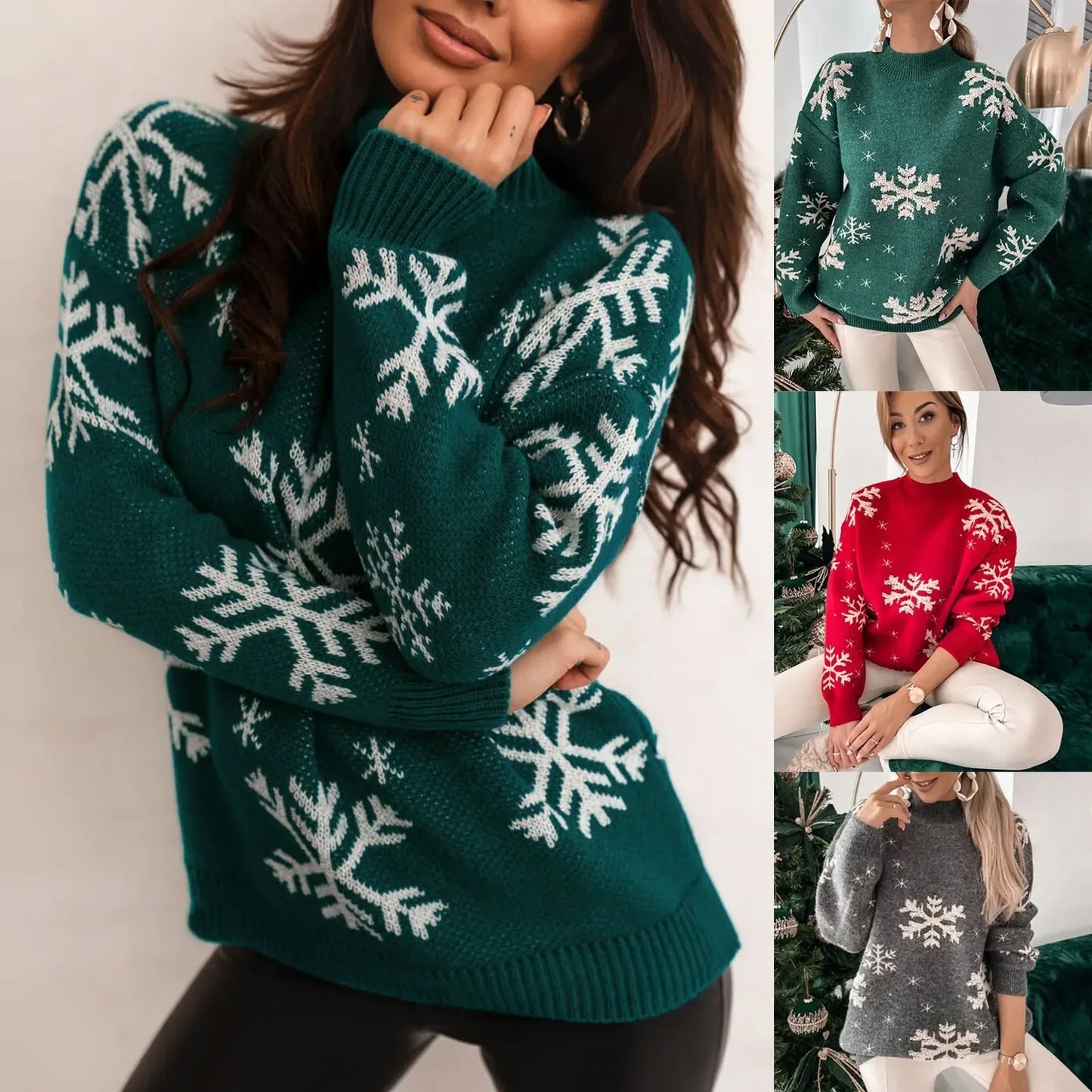 Laura – Legerer Damenpullover mit Schneeflocken-Design