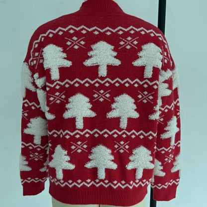 Samantha – Strickpullover mit 3D-Weihnachtsbaum-Print