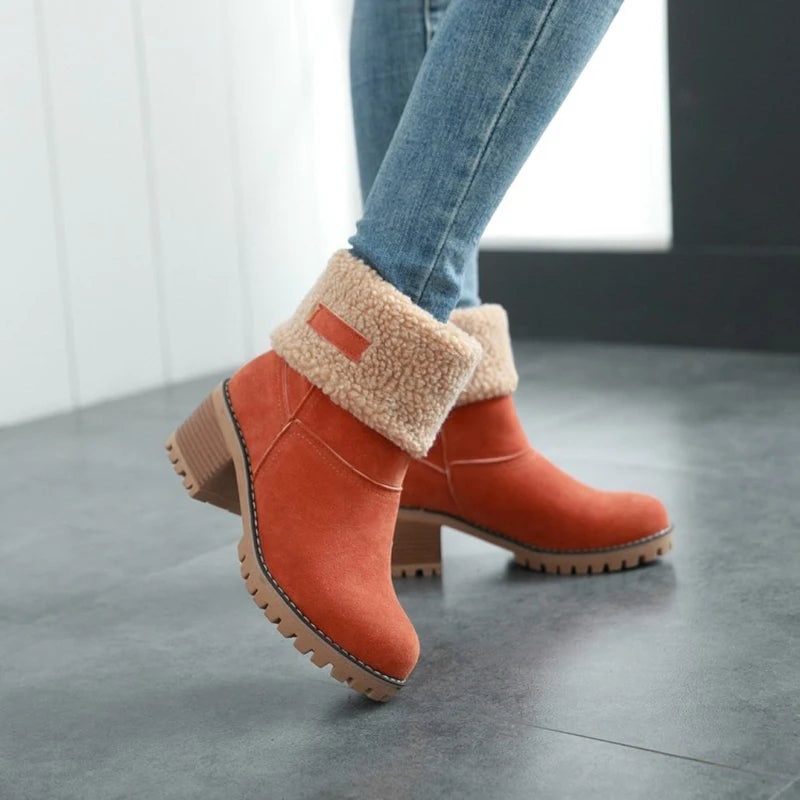 Megan – Winterstiefel mit Plüschfutter und hohen Absätzen