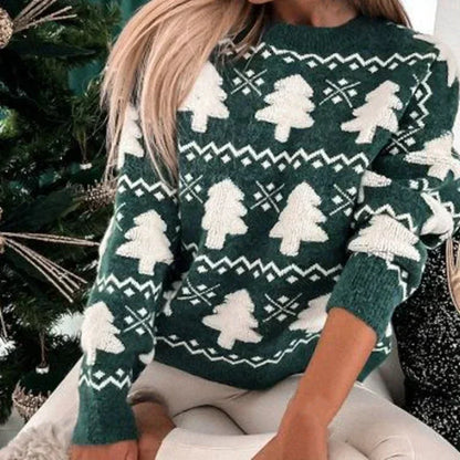 Samantha – Strickpullover mit 3D-Weihnachtsbaum-Print