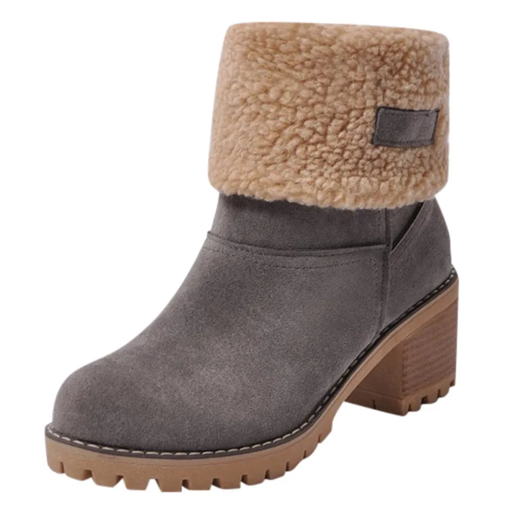 Megan – Winterstiefel mit Plüschfutter und hohen Absätzen