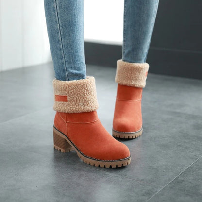 Megan – Winterstiefel mit Plüschfutter und hohen Absätzen